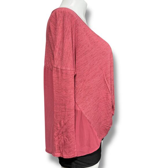 Maurices Womens Shirt Top Twist Hem Sheer Back Long Sleeve Pullover Red XXL - Picture 2 of 10